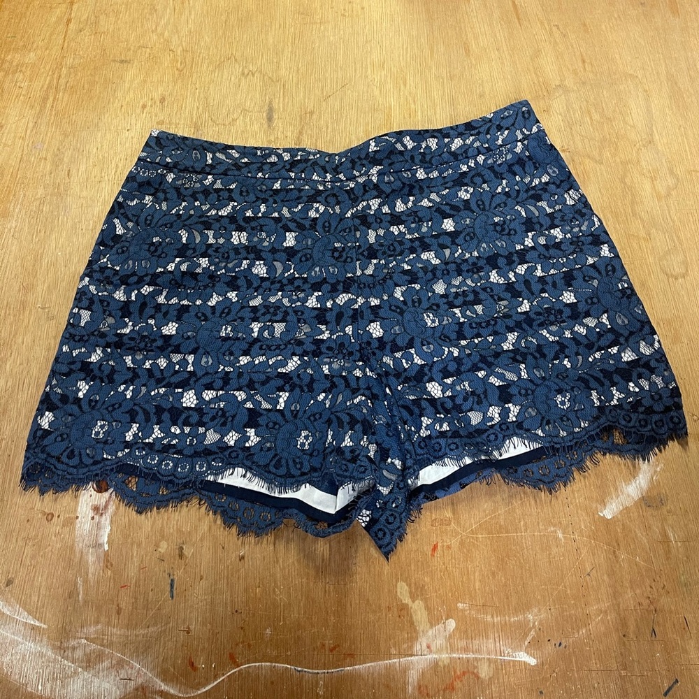 Anthropologie Navy Blue Lace Shorts